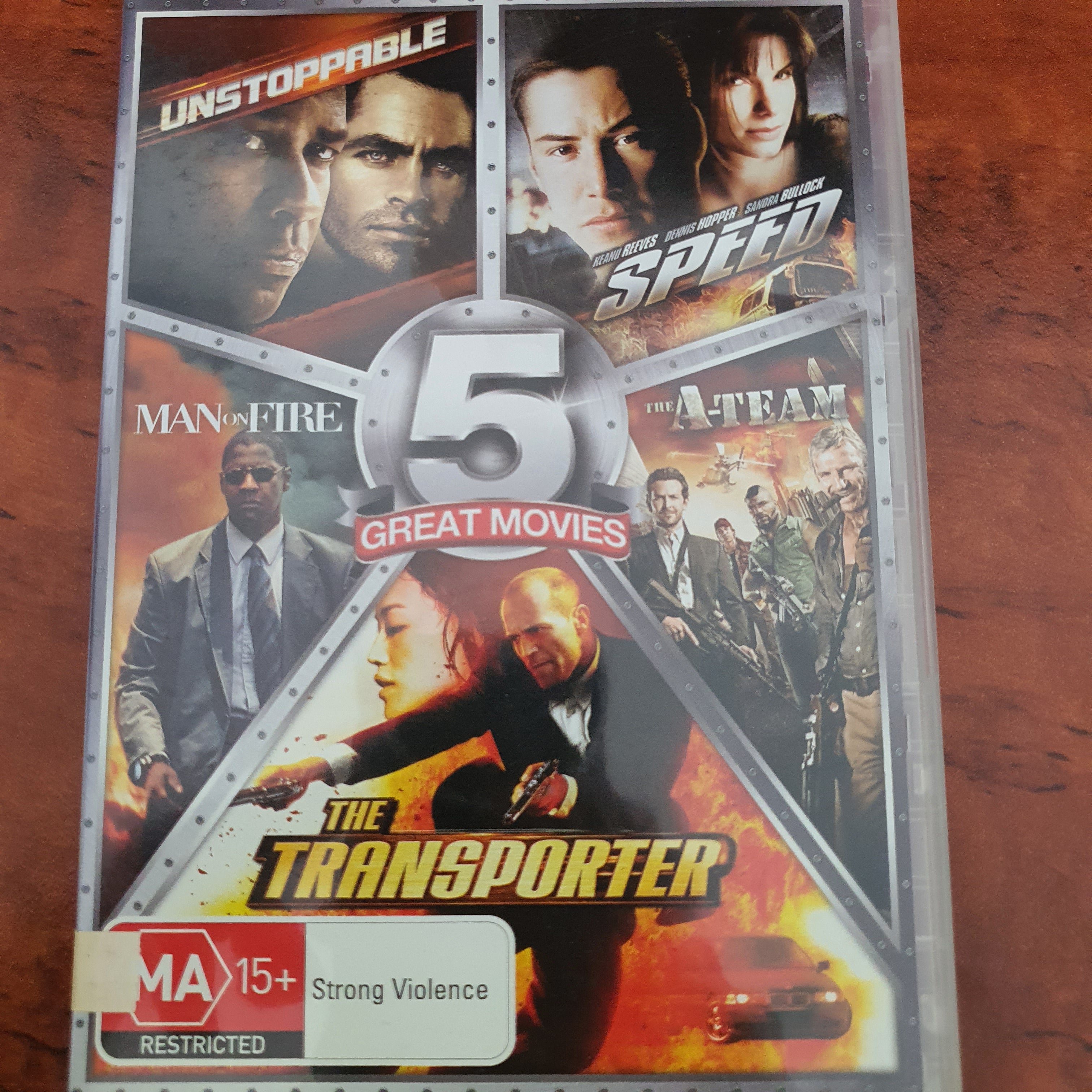 5 MOVIE ADVENTURE. UNSTOPPABLE, SPPED, MAN ON FIRE, THE TRANSPORTER, A-TEAM